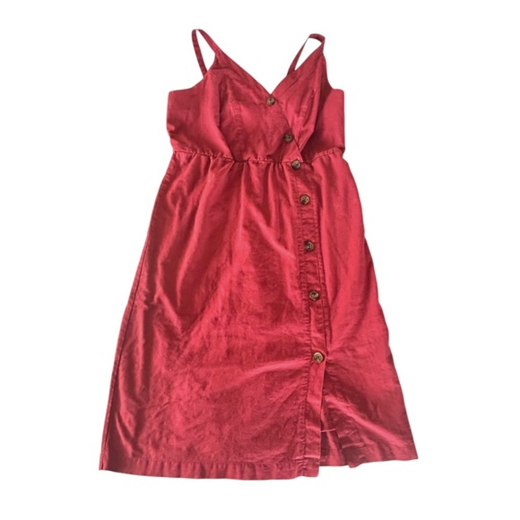 MAURICE’S Linen Cotton Button Front Midi Dress Brick Size L Smocked Back NWOT - Picture 11 of 13